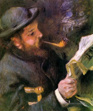Claude Monet liest Zeitung Meister Pierre Auguste Renoir Ölgemälde
